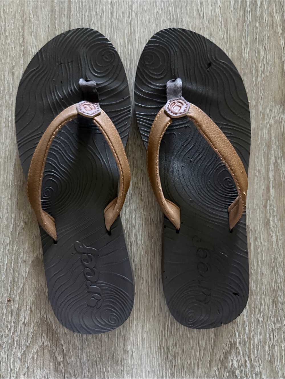Reef Brown and Black Strap Flip Flops
